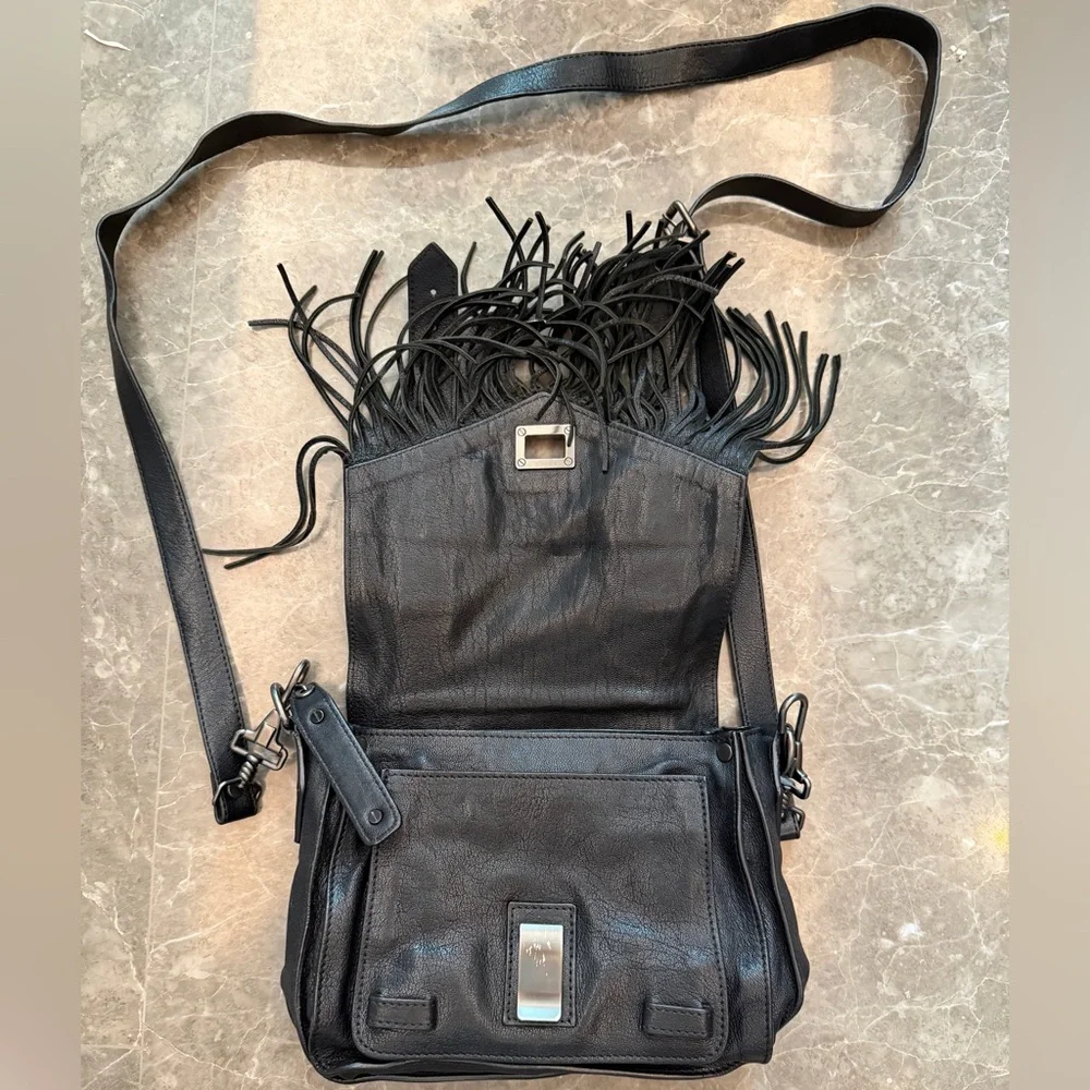 Proenza Schouler Black Leather Fringe Crossbody